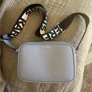 KARL LAGERFELD PARIS Crossbody Shoulder Bag BLUE/Logo Strap NEW